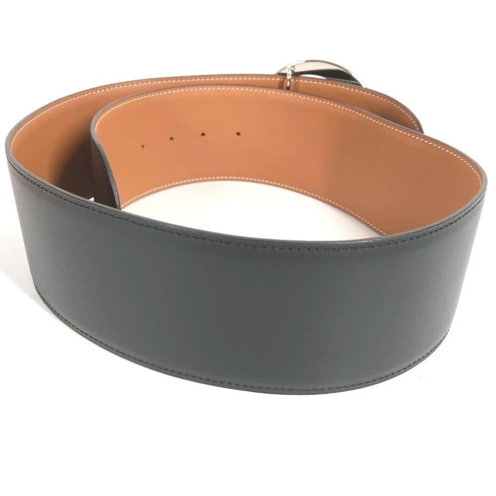 HERMES Thick belt Accessories Buckle Belt belt Leather Black/SilverHardware - Picture 2 of 10